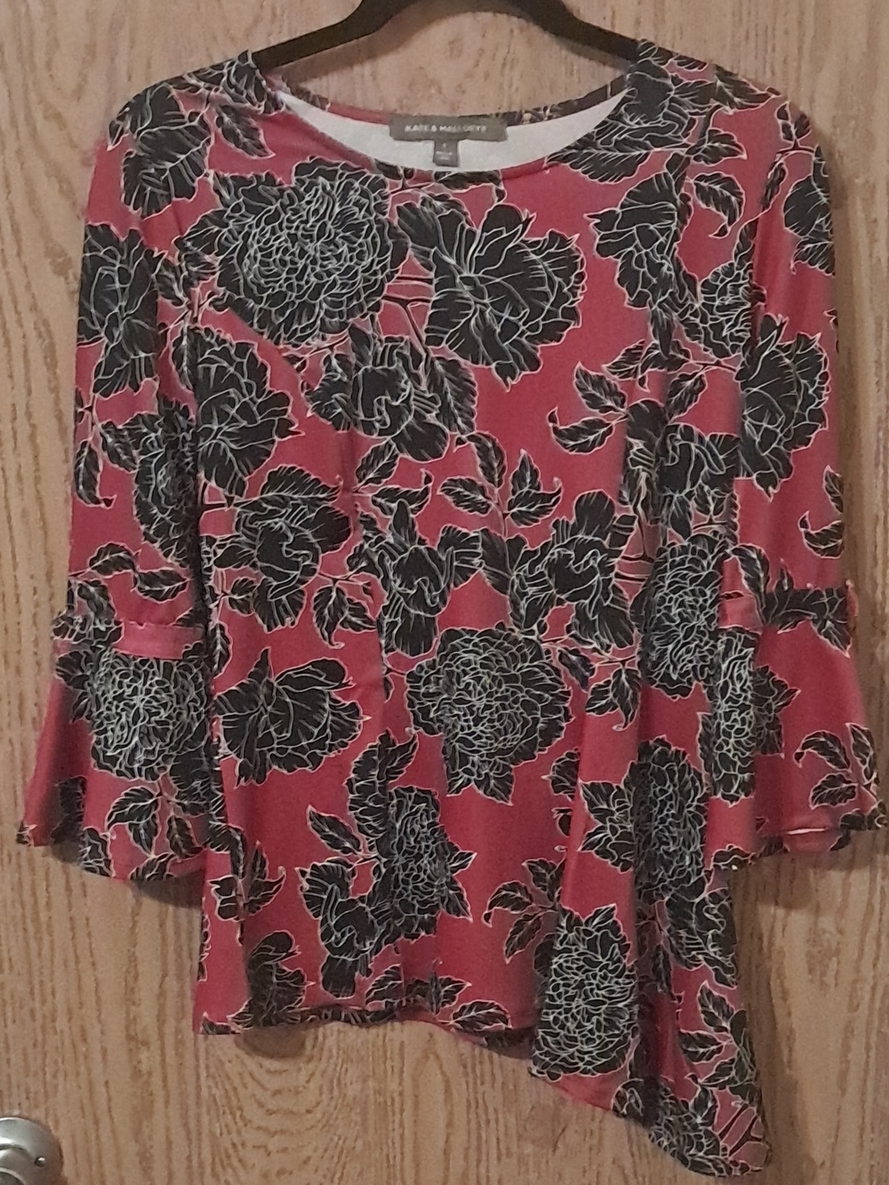 Kate & Mallory Pink Floral Bell-Sleeve Tunic S